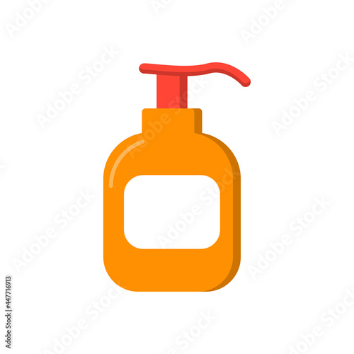 Sanitizer Bottle with Pump Icon in Cartoon style. Disinfect Gel for Hand Wash Pictogram. Antibacterial Liquid Soap for Virus and Dirty Protection Icon. Isolated Vector Illustration