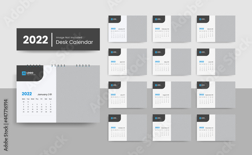 Clean and creative 2022 desk calendar design template for new year | 2022 New year planner or wall calendar template