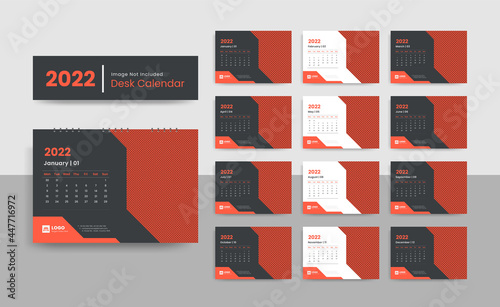 Clean and creative 2022 desk calendar design template for new year | 2022 New year planner or wall calendar  template