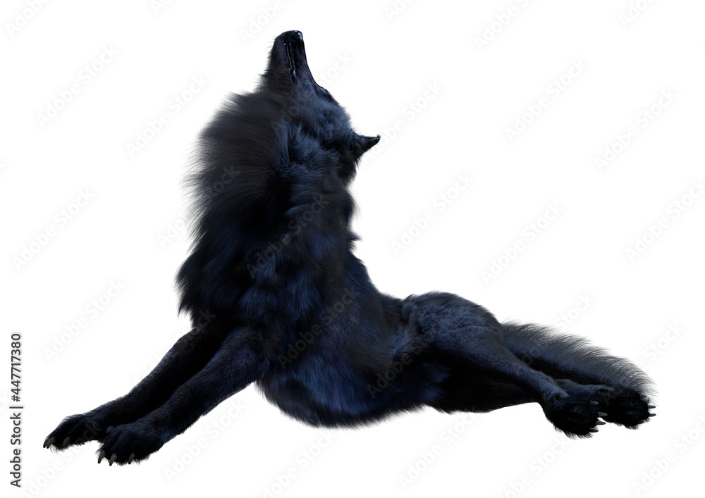 Obraz premium 3D Rendering Black Wolf on White