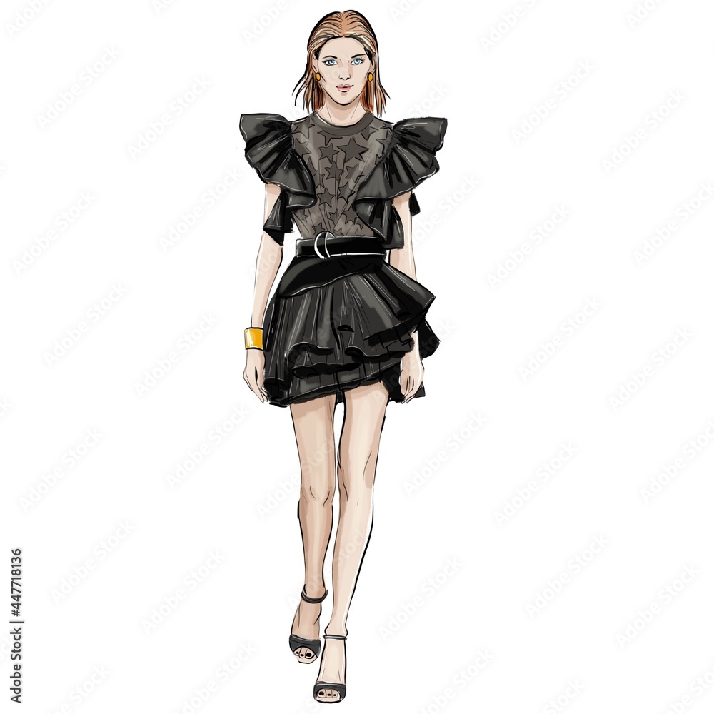 Fototapeta premium model in black dress