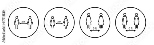 Social distancing icon set. social distance icon. self quarantine sign