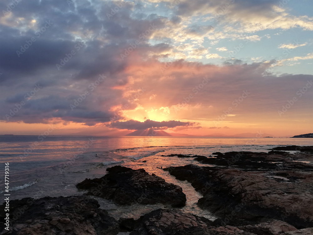 sunset on the Adriatic sea in the summer 