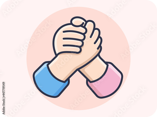 Hand gestures, Shaking hands,we will support each other, vector design and isolated background. tag