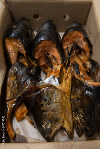 Smoked fish in craft paper ...