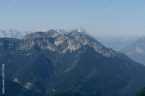 Mountain panorama from mountain Heimgarten in Bavaria, Germany