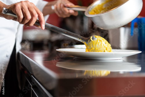 Italian Food being prepared in gourmet restaurant