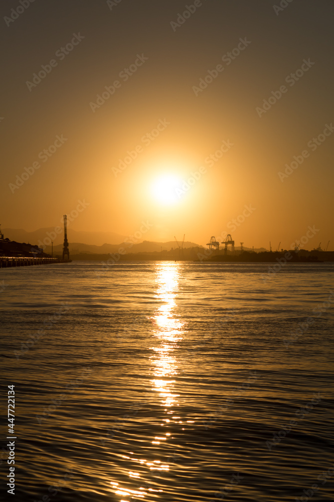 sunset in the harbor