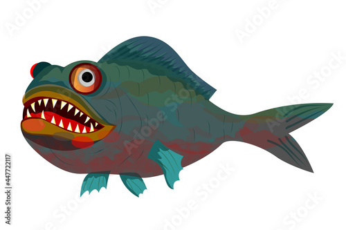 isolated piranha fish on white background vector design