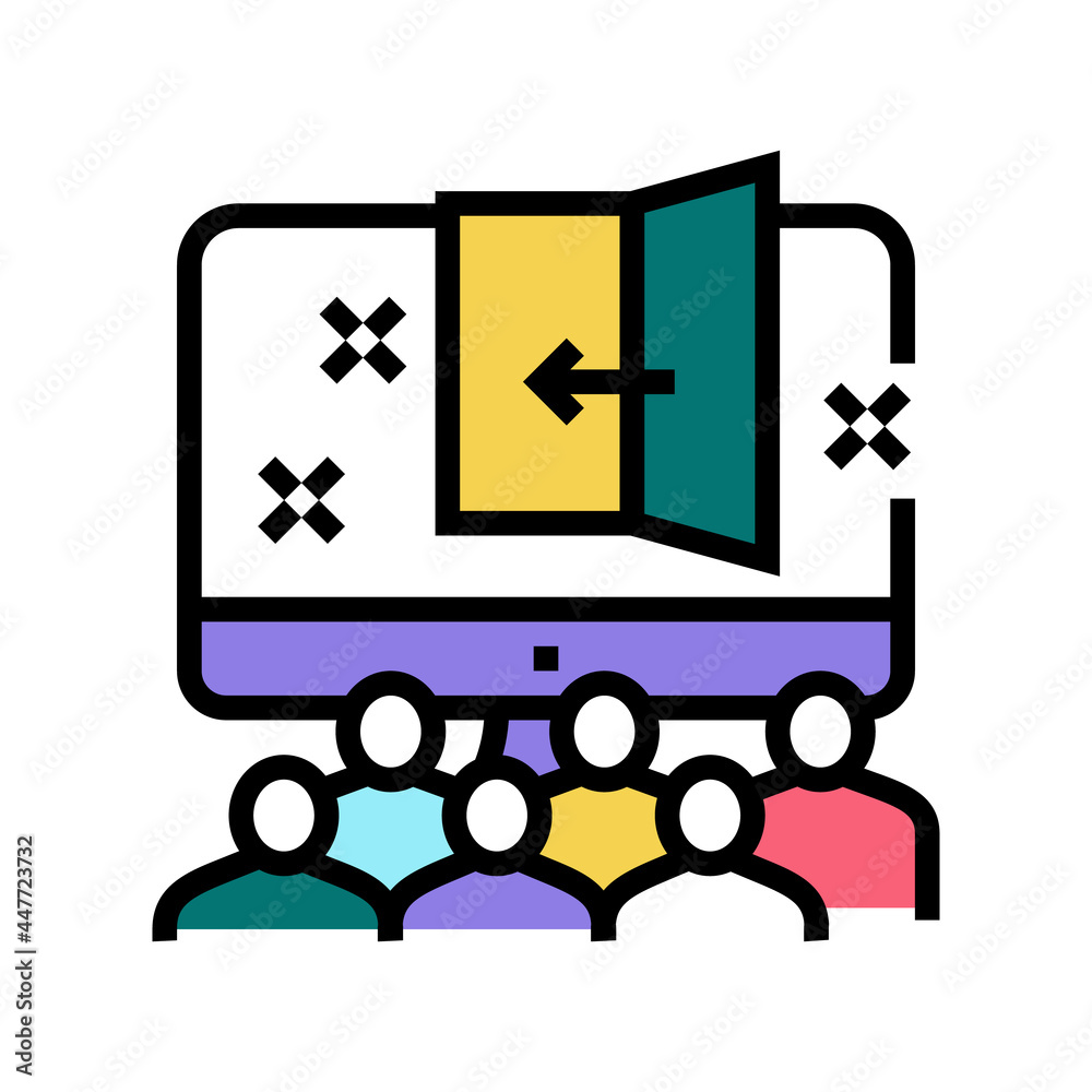 virtual escape room kids party color icon vector. virtual escape room ...