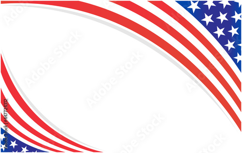 American abstract flag patriotic corner banner border with an empty space for text.	