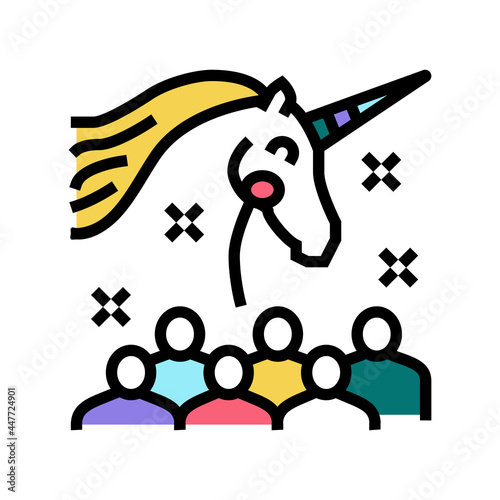 unicorn kids party color icon vector. unicorn kids party sign. isolated symbol illustration