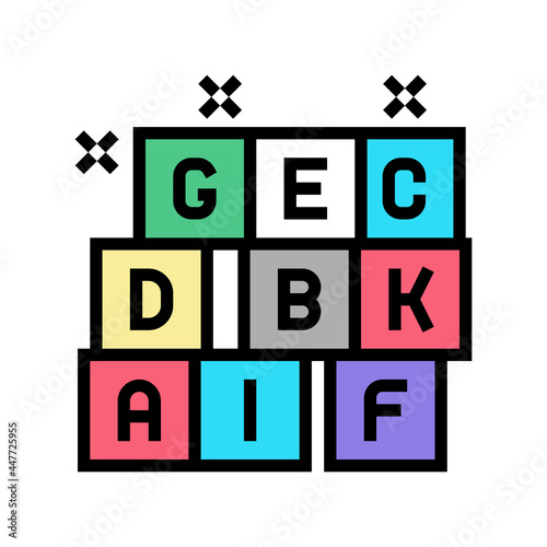 alphabet cubes kindergarten color icon vector. alphabet cubes kindergarten sign. isolated symbol illustration