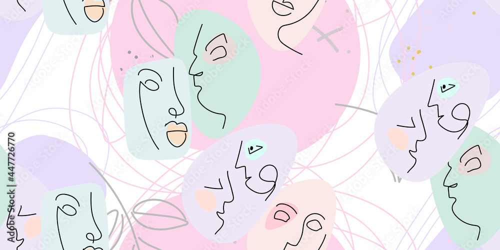 Face line pattern. Minimal art one line drawing. Face line pattern. Minimal art one line drawing.