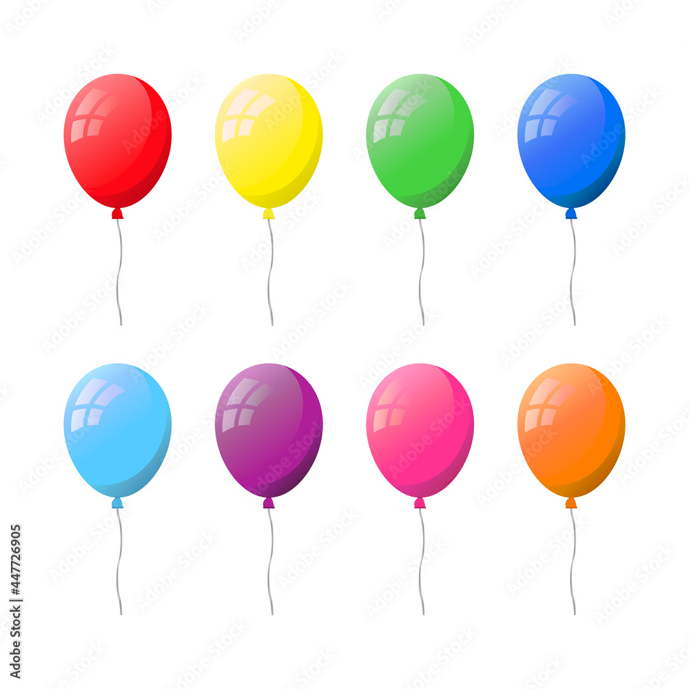 Set of flat helium balloons.