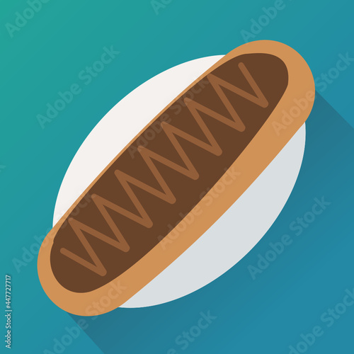 Chocolate eclair in its wrapping paper (flat design)