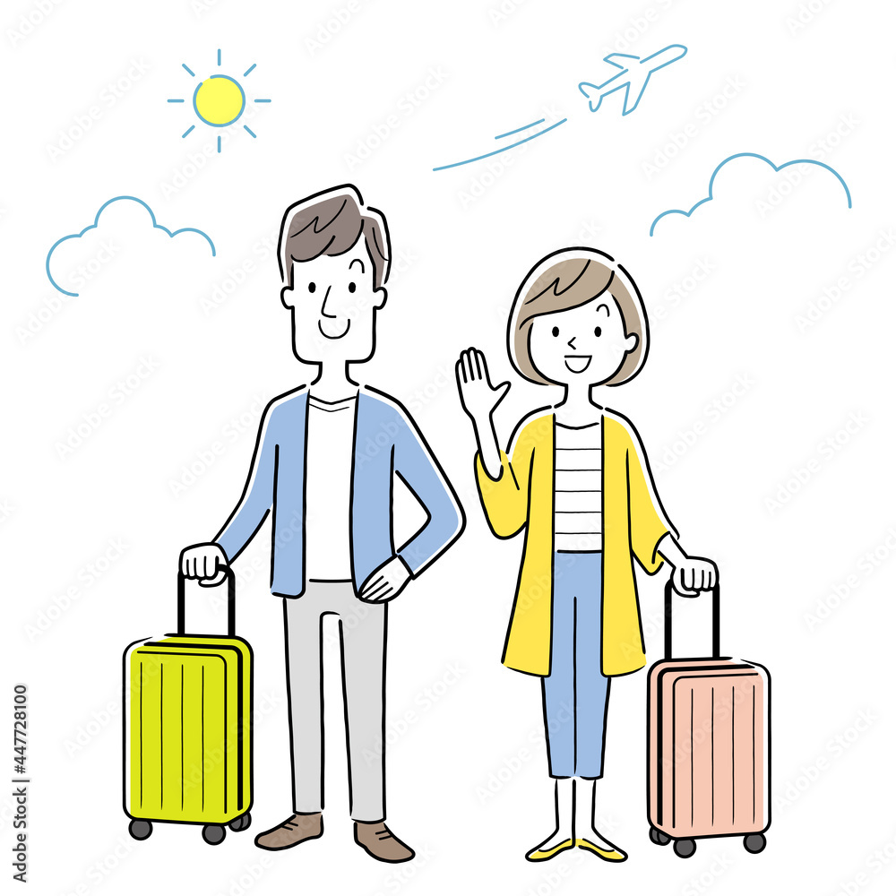 ベクターイラスト素材 旅行へ出かけるカップル 夫婦 Stock Vektorgrafik Adobe Stock ベクターイラスト素材 旅行へ出かけるカップル 夫婦 Stock Vektorgrafik Adobe Stock