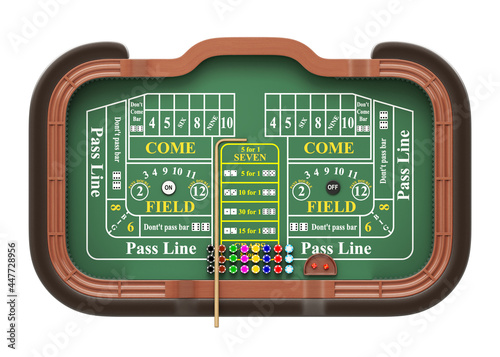 Картината върху платно Top view of craps table isolated on white background - 3D illustration