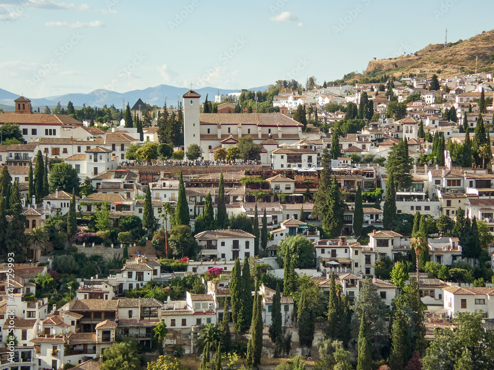 Views of the Albaicíi from a viewpoint of the Alhambra, Granada, SpaIN. 