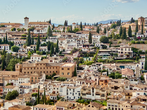 Views of the Albaicíi from a viewpoint of the Alhambra, Granada, SpaIN. 