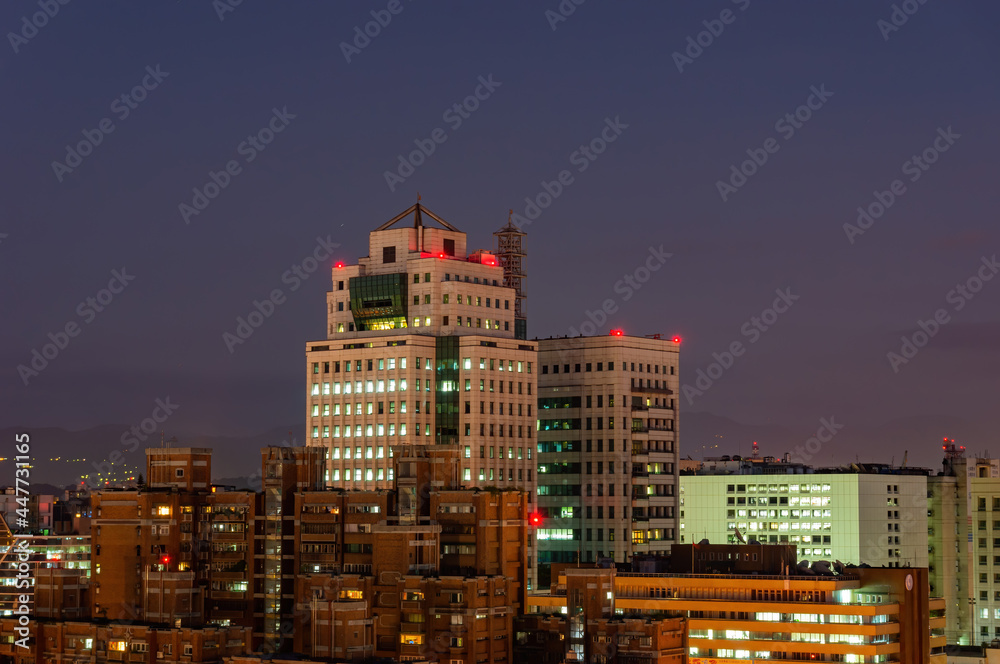 Night high angle view of the Zhongzheng District area