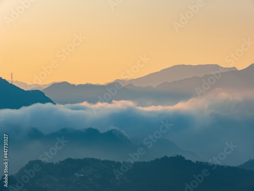 Fototapeta Naklejka Na Ścianę i Meble -  Sunrise view of some rural mountain of Xindian District