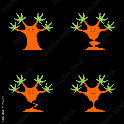 Set of tree devils for Halloween concept.