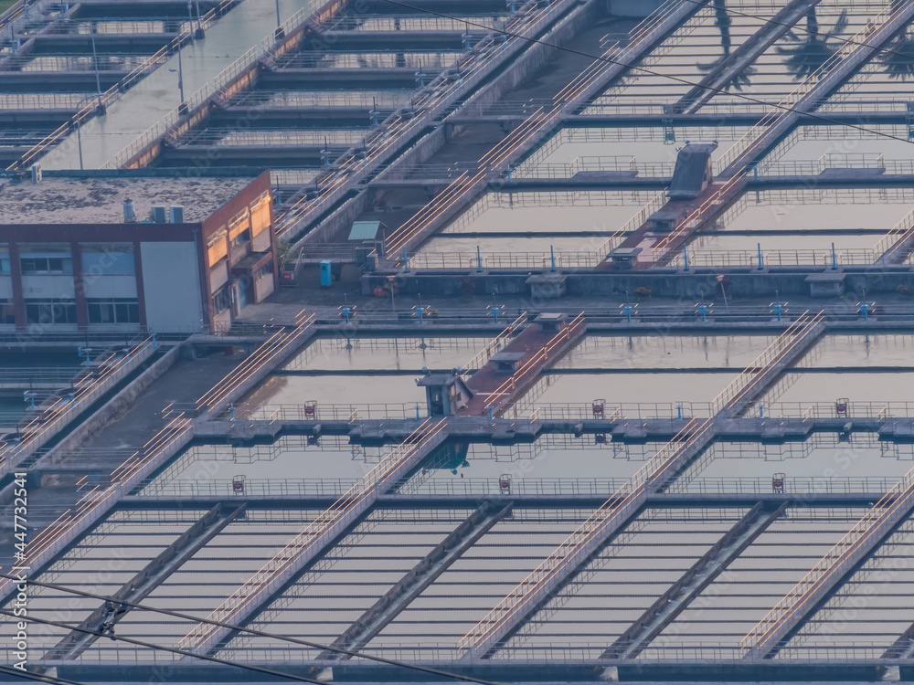 Sunrise high angle view of the Zhitan Purification Plant