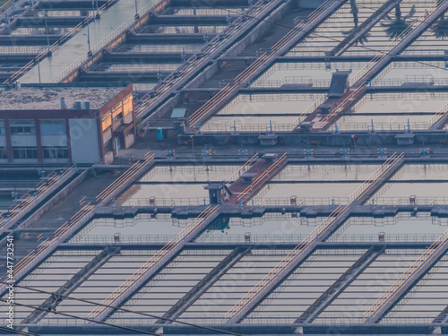 Sunrise high angle view of the Zhitan Purification Plant