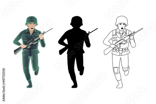 set of soldier in three styles,vector illustration