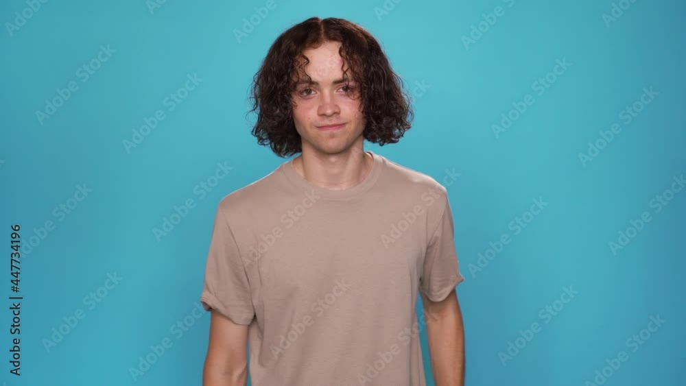 Middle shot portrait of Deafmute Guy showing how to say protect