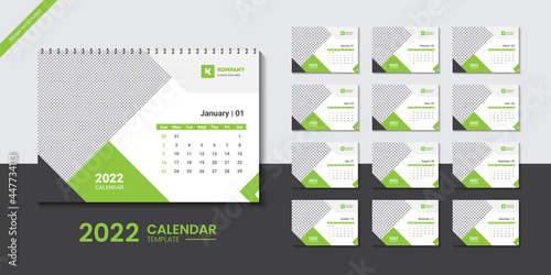 Clean and creative 2022 desk calendar design template for new year | 2022 New year planner or wall calendar template