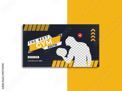 Fitness gym training class thumbnail design for social media and youtube