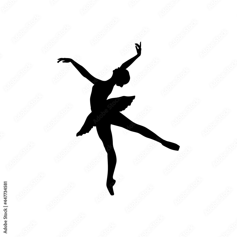 Ballerina woman silhouette vector illustration black and white