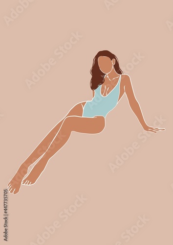 Beautiful gilr in swimsuit on vacation