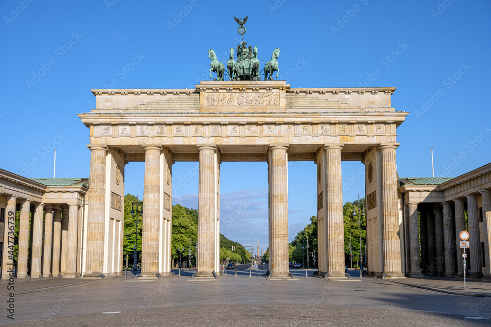 The Brandenburg Gate in Berlin early in the morning with no people The Brandenburg Gate in Berlin early in the morning with no people