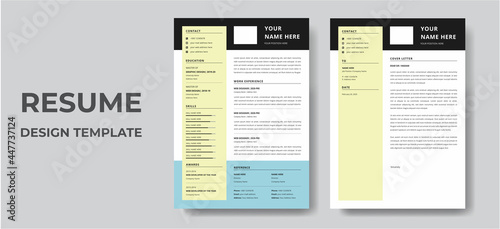 Clean Modern Resume and Cover Letter Layout Vector Template for Business Job Applications, Minimalist resume cv template, Resume design template, cv design, multipurpose resume design