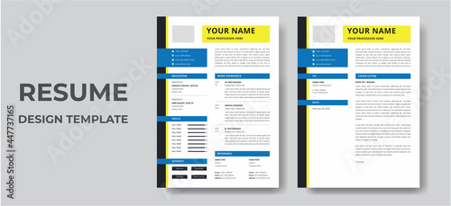 Clean Modern Resume and Cover Letter Layout Vector Template for Business Job Applications, Minimalist resume cv template, Resume design template, cv design, multipurpose resume design