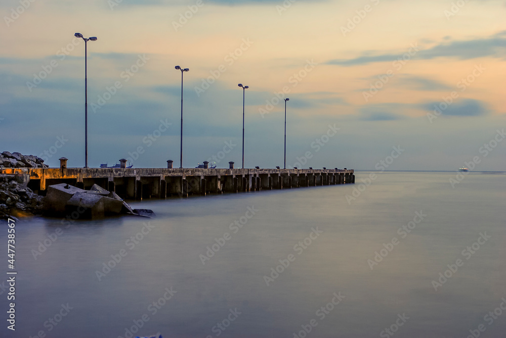 morning view at a harbor in Rembang, Central Java, Indonesia