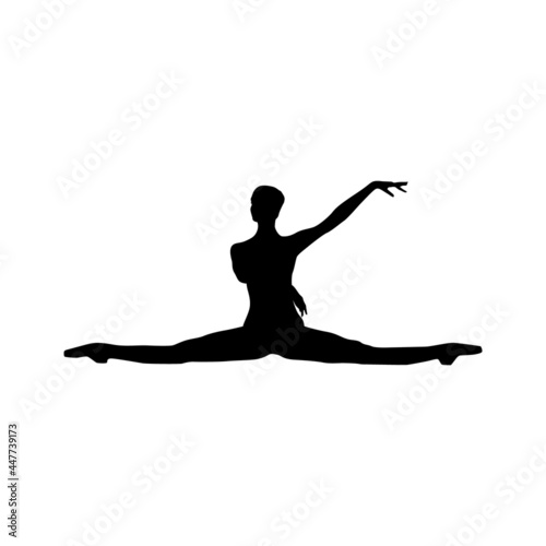 Ballet dancer woman silhouette vector illustration black and white