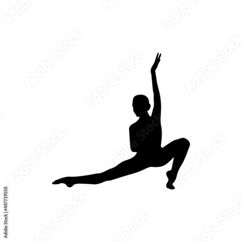 Ballet dancer woman silhouette vector illustration black and white