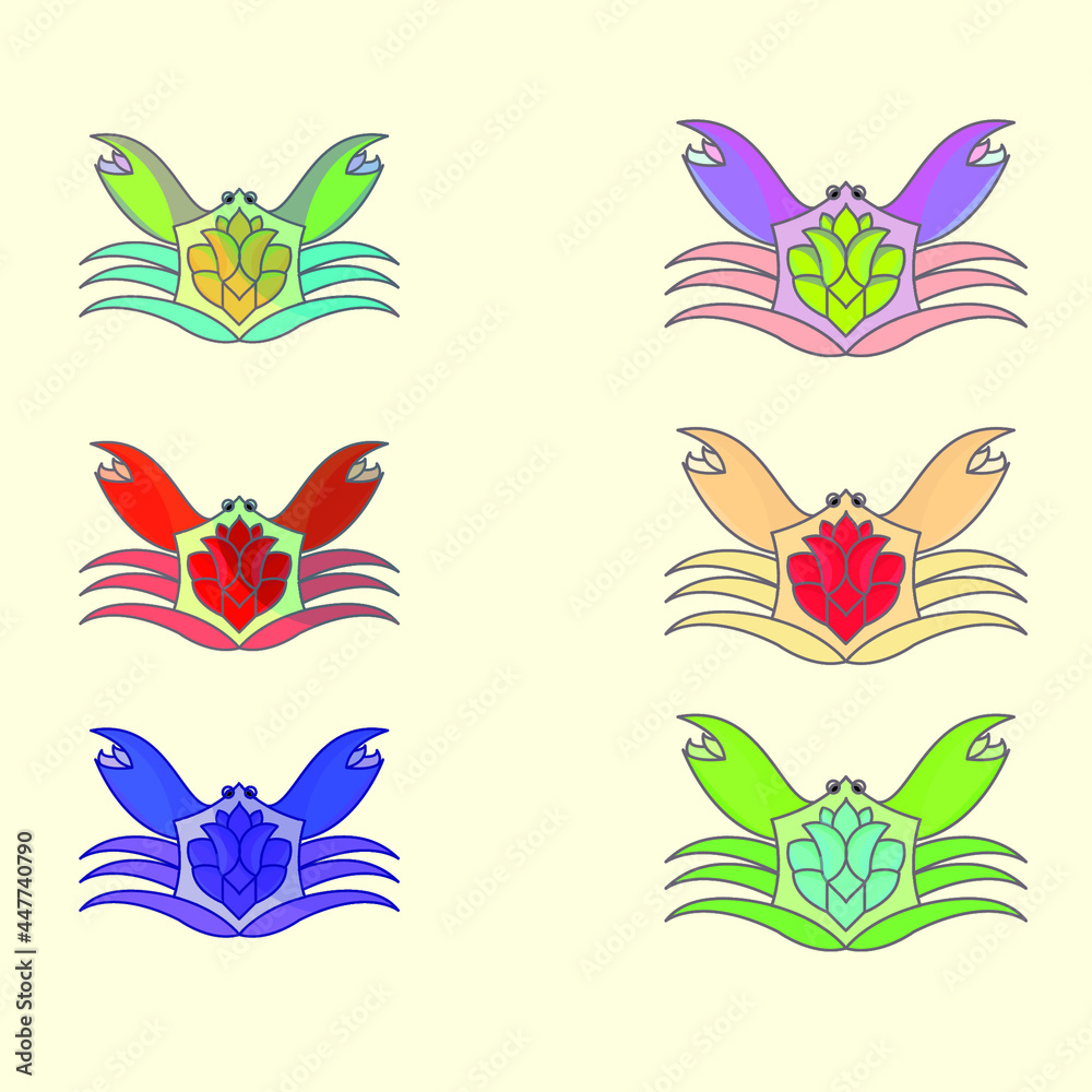 Cartoon shrimp and crab collection set