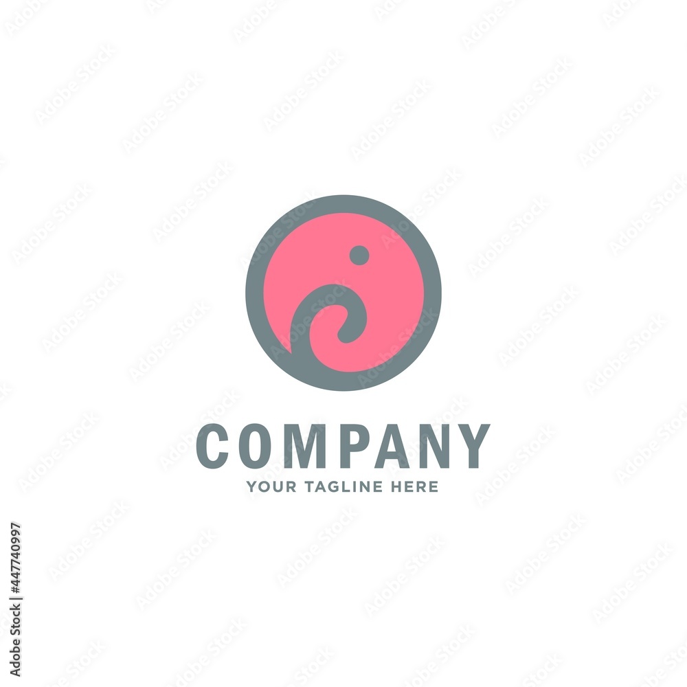Elephant logo circle design vector template...Zoo Logotype funny