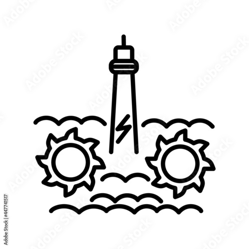 Hydropower Vector Line Icon Design