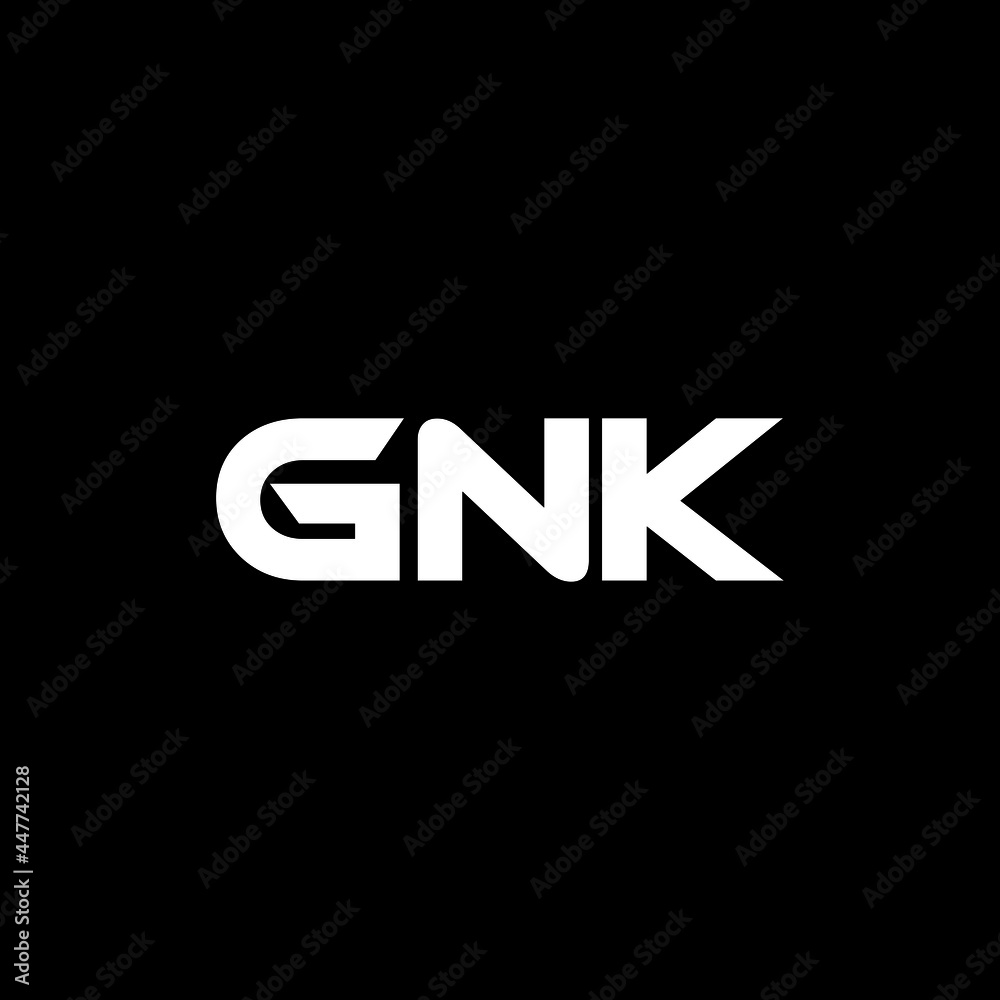 GNK letter logo design with black background in illustrator, vector logo modern alphabet font overlap style. calligraphy designs for logo, Poster, Invitation, etc.