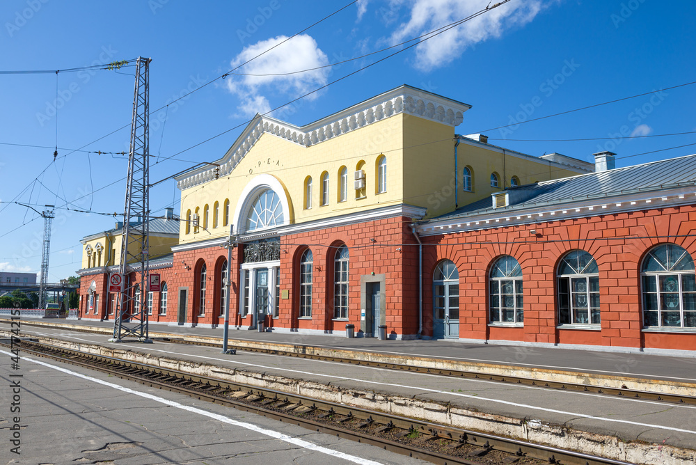 Railway station building on a sunny July day, Orel