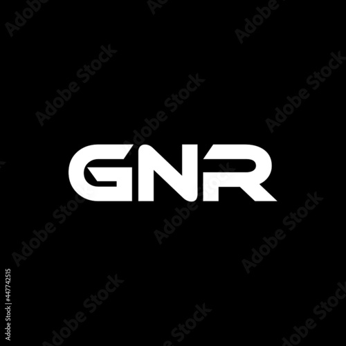 GNR letter logo design with black background in illustrator, vector logo modern alphabet font overlap style. calligraphy designs for logo, Poster, Invitation, etc. photo