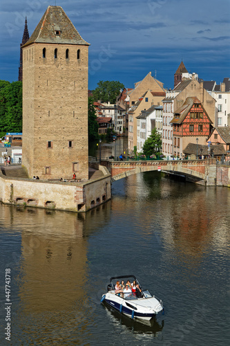 STRASBOURG, FRANCE, June 23, 2021 : Barrage Vauban (Vauban Dam). This bridge, weir and defensive work was erected in the 17th century on the Ill river, and named Great Lock.