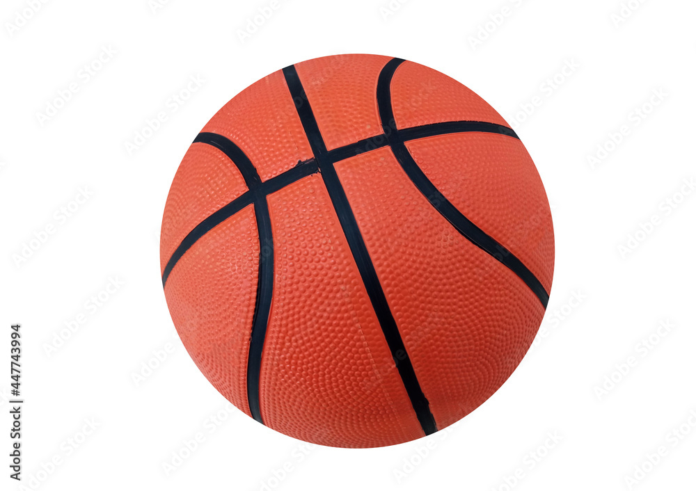 Fototapeta premium Single new basketball isolated on white background for stock photo, match play, team, sport equipment