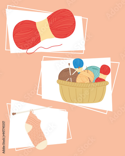 Knitting and sewing symbol set